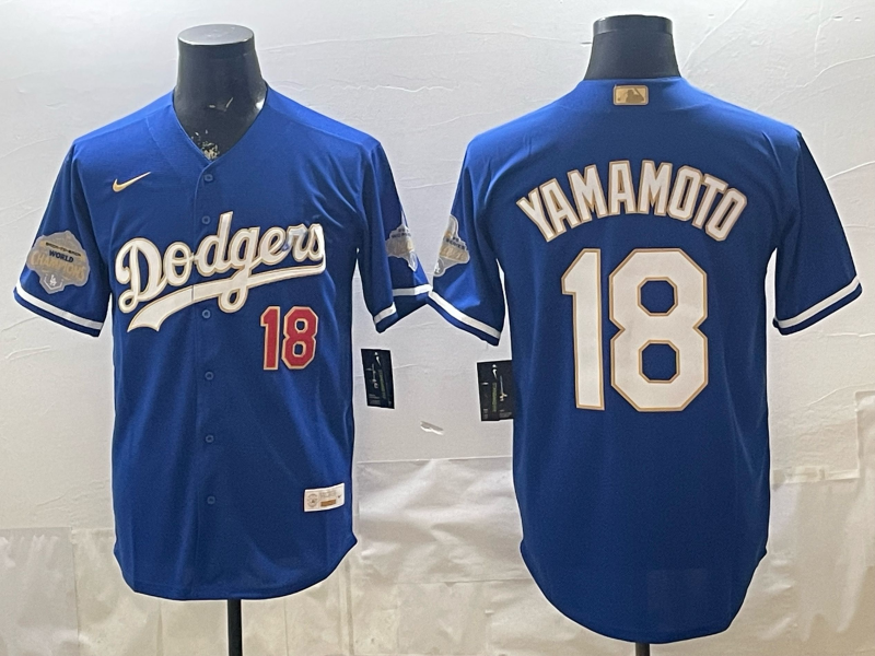 Men Los Angeles Dodgers #18 Yamamoto blue Game 2026 Nike MLB Jersey 0408002->->MLB Jersey